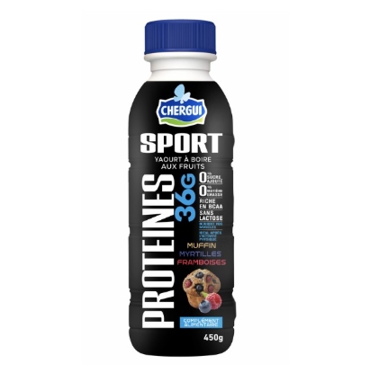 Image de CHERGUI Sport - Yaourt à boire protéiné - Muffins Myrtilles Framboise - (450 ml)
